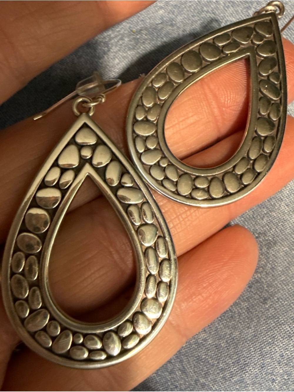 Brighton Silver Teardrop Earrings Reversible Polka Dot/Leopard Print EUC - Picture 5 of 5